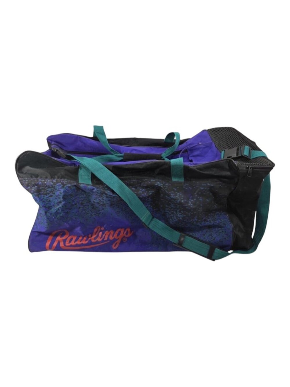 Vintage 90's Rawlings Duffle Bag Purple Black Patterned Nylon Retro Gym Travel